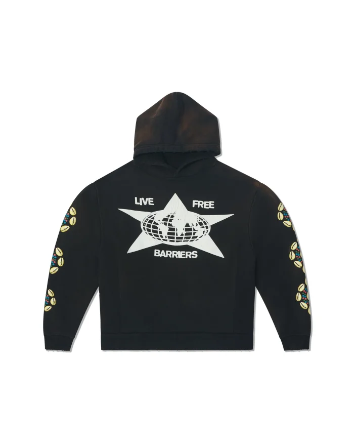 Black Cowrie Shell Hoodie in Black