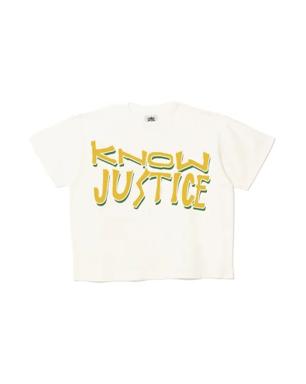 Know Justice Know Peace Aged T-Shirt in Ivory